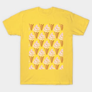 Ice cream pattern frozen yogurt in waffle cone T-Shirt